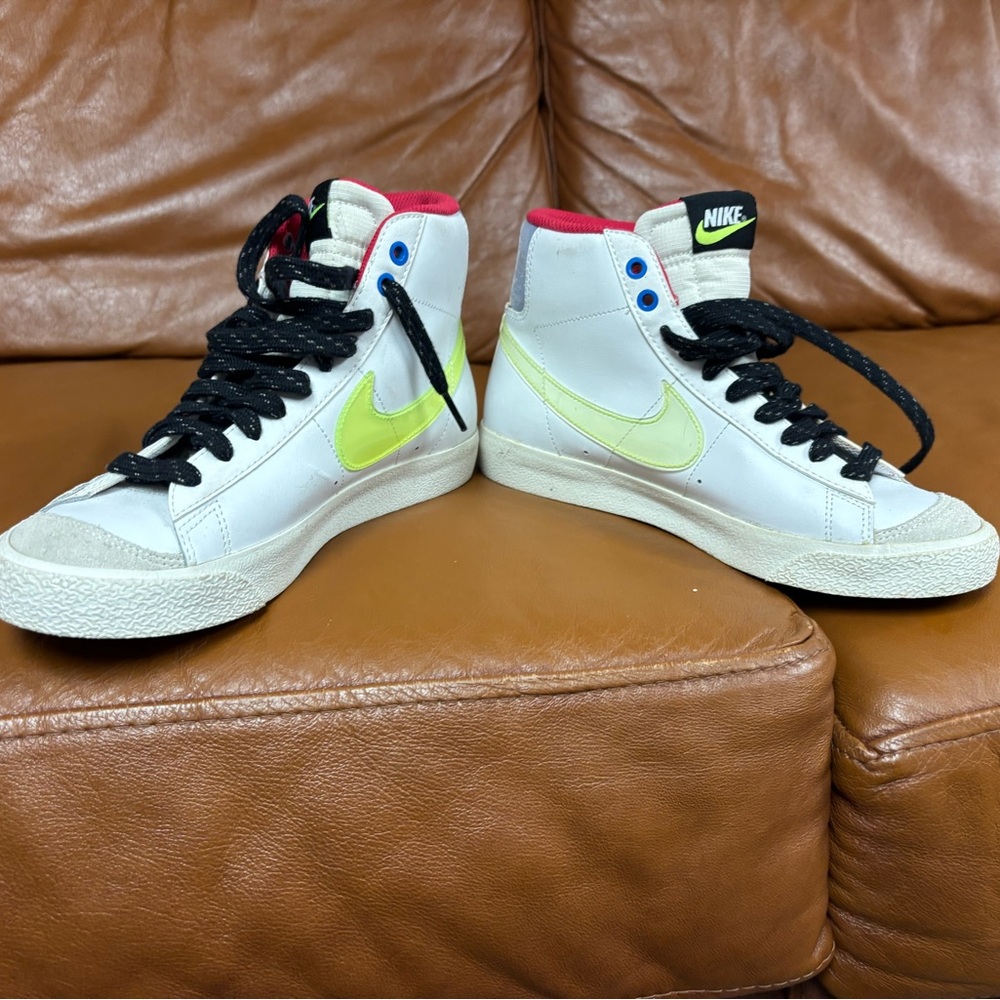 Nike White and Neon High-Top Sneakers
